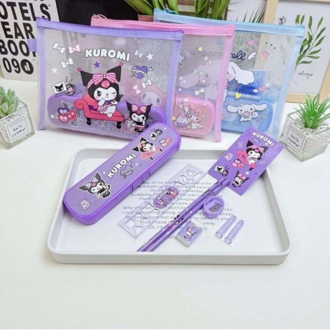 Toptan Sanrio Kuromi My Melody Cinnamoroll Kırtasiye Seti 1 Paket Karışık Model 12 adet