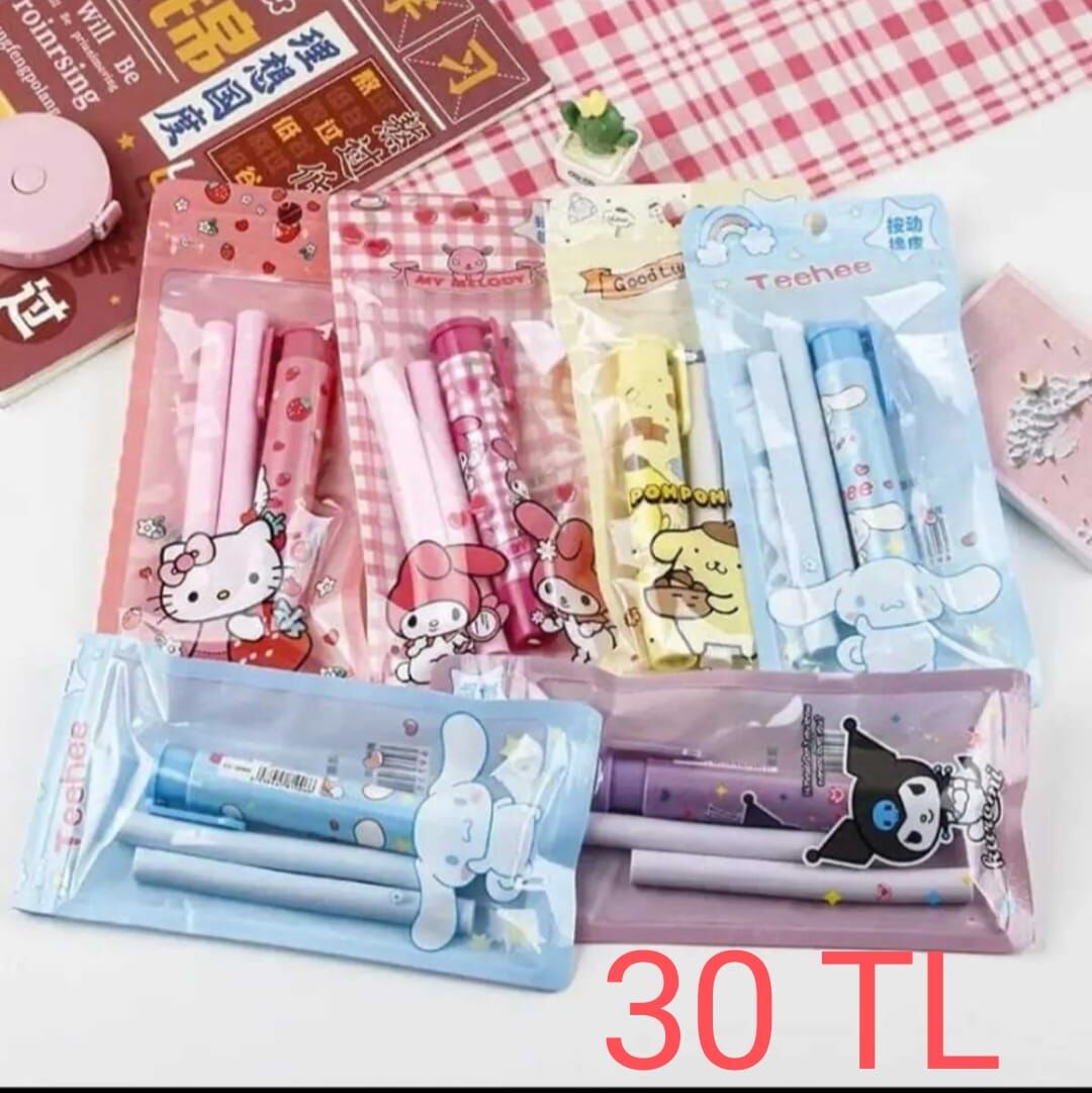 Toptan Sanrio Kuromi Silgi 2 Yedek Uçlu 24 Paket